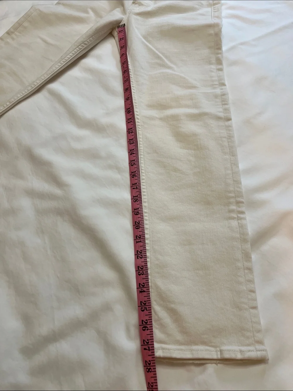 MOTHER The Tomcat Ankle Cream Puffs High Rise Straight Leg Jean Off White 27